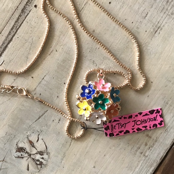 NWT Multicolored Flowers Betsey Johnson Necklace - Picture 2 of 3